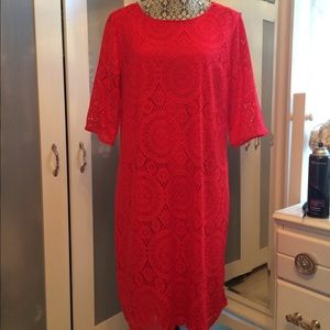 Red lace dress